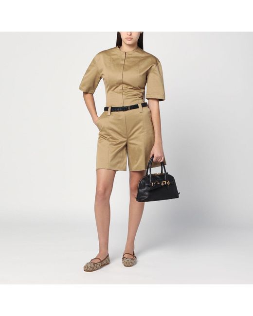 Thelatest Natural Camel-Coloured Short Jumpsuit