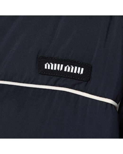 Miu Miu Blue Blaue Daunenjacke Mit Logo