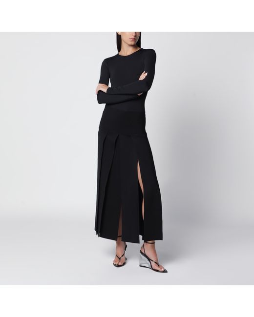 Alaïa Black Pleated Midi Skirt