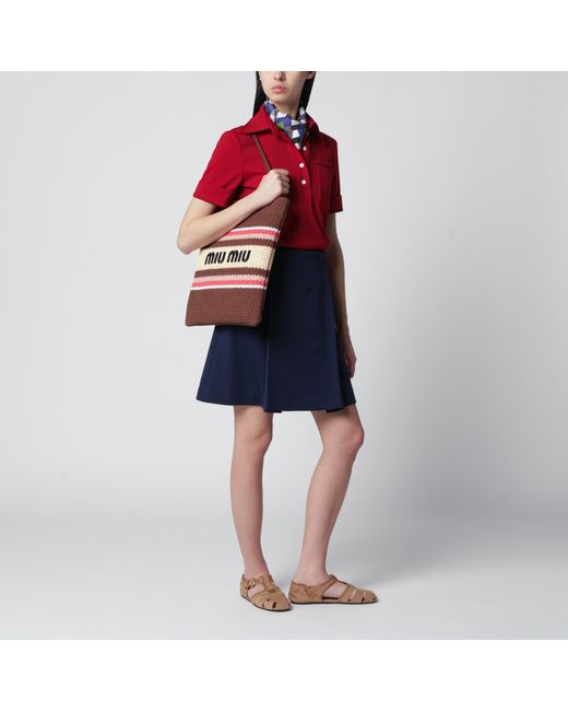 Miu Miu Red Ruby Technical Jersey Polo
