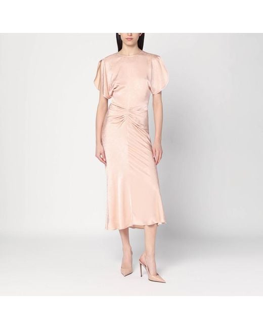 Robe Clair Damassée Froncée Victoria Beckham en coloris Pink