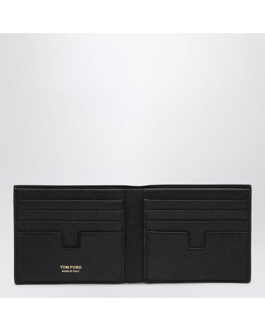 Tom Ford Black T-Line Bi-Fold Leather Wallet for men