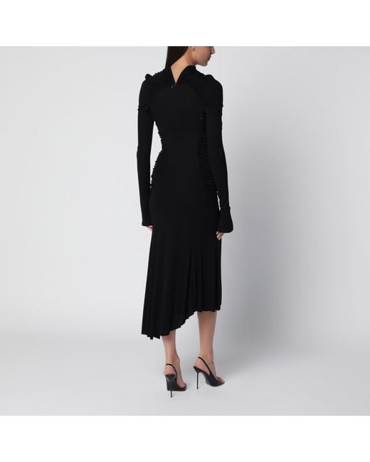 Victoria Beckham Black Midi High-Neck Dress
