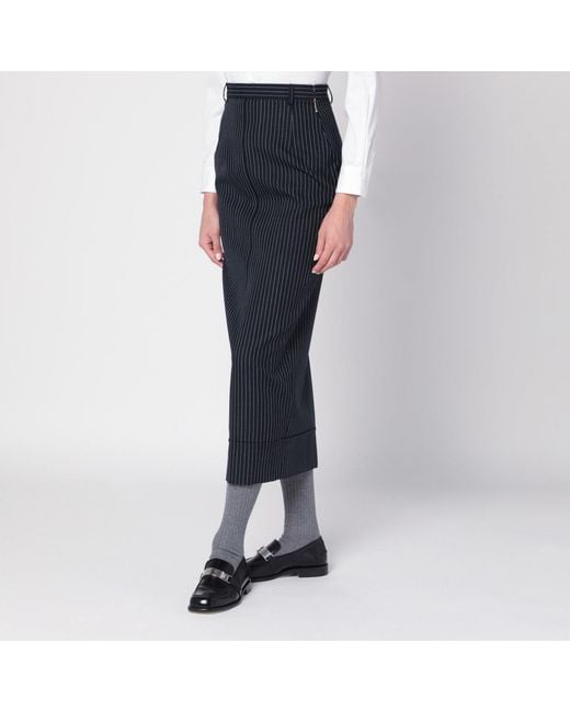 Thom Browne Blue Pinstriped Pencil Skirt