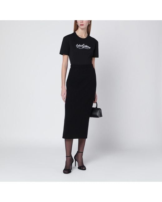 Dolce & Gabbana Black Jersey Tshirt With Embroidery