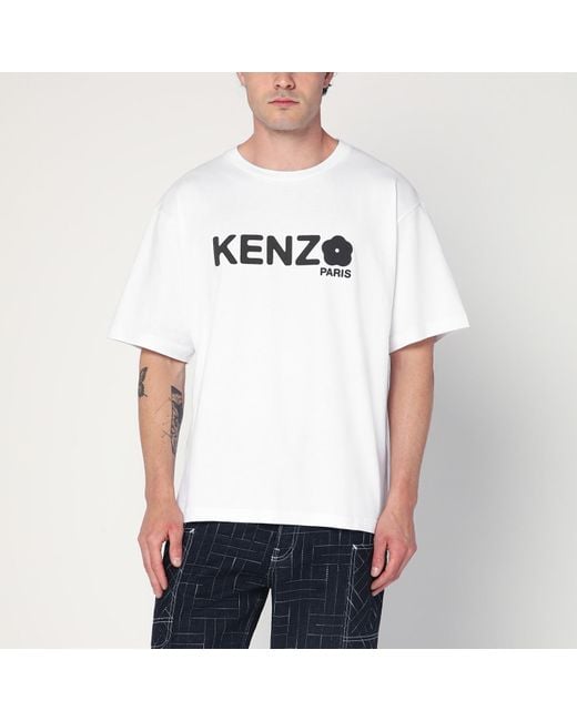 KENZO White Cotton T-Shirt With Logo for men