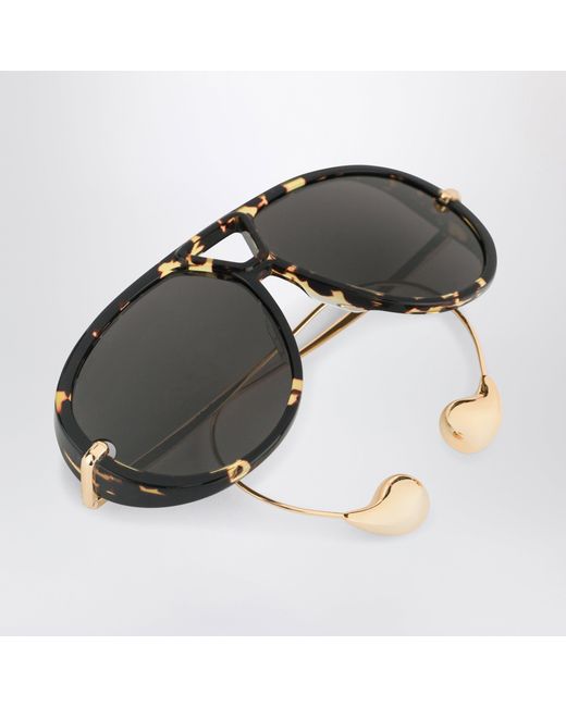 Bottega Veneta Gray Aviator Drop Sunglasses Havana