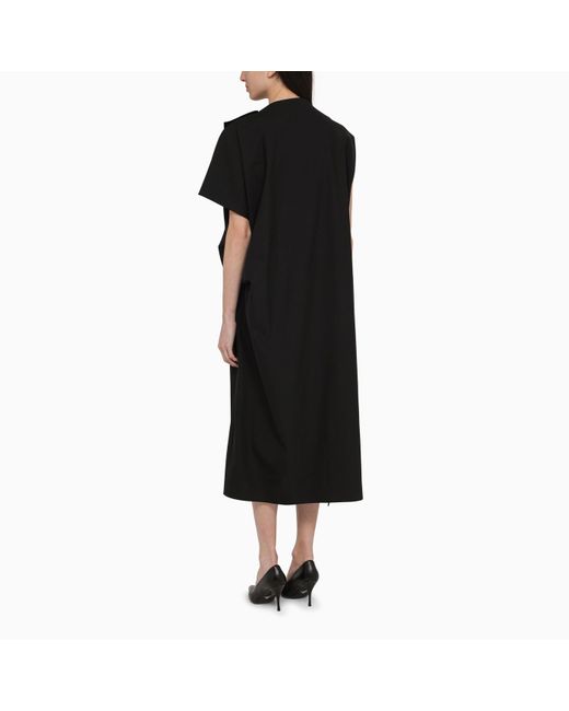 The Row Black Asymmetrical Dress In Wool Blend