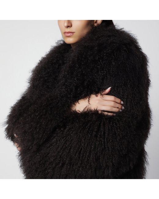 Blancha Black Short Chocolate Fur Jacket