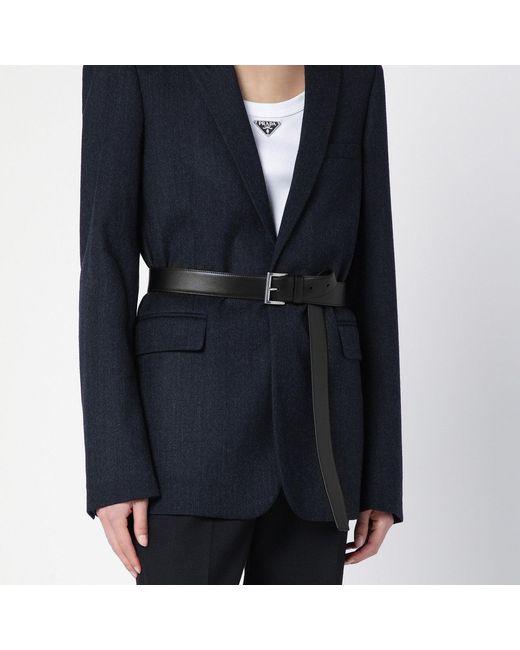 Prada Black Schwarzer Ledergürtel