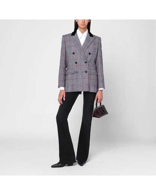 Giacca doppiopetto bianca/nera a quadri in lana di Chloé in Gray