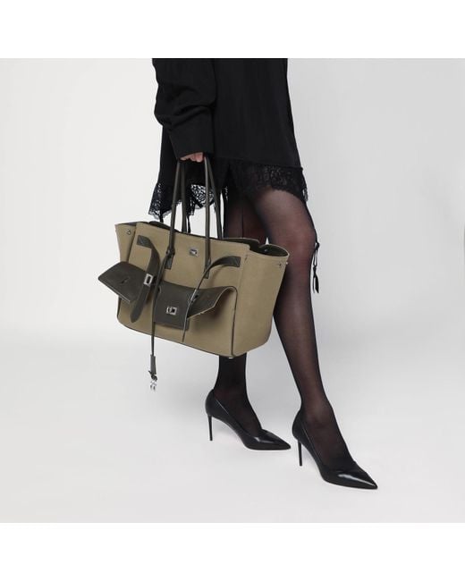 Balenciaga Carry All Bel Air Media Bag In Khaki Canvas | Lyst