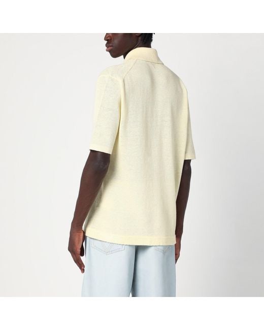 Bottega Veneta Natural Polo Shirt In Light Linen for men