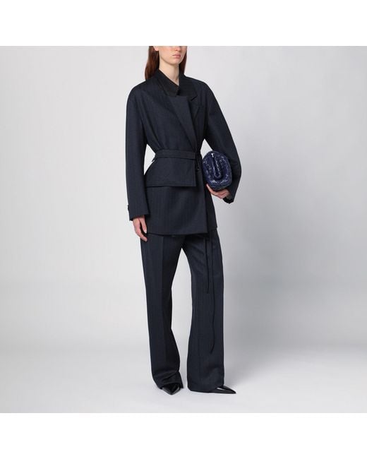 Bottega Veneta /blue Mélange Striped Wool Jacket