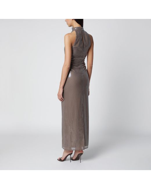 ROTATE BIRGER CHRISTENSEN Natural Long Dress With Micro-Sequins