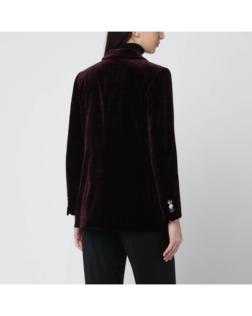 VI TO VI Black Bordeaux Velvet Double-Breasted Jacket