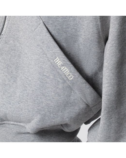 The Attico Gray Boxy Zip-Up Hoodie