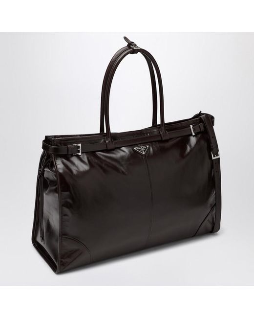 Borsa shopping bonnie color moro di Prada in Black da Uomo