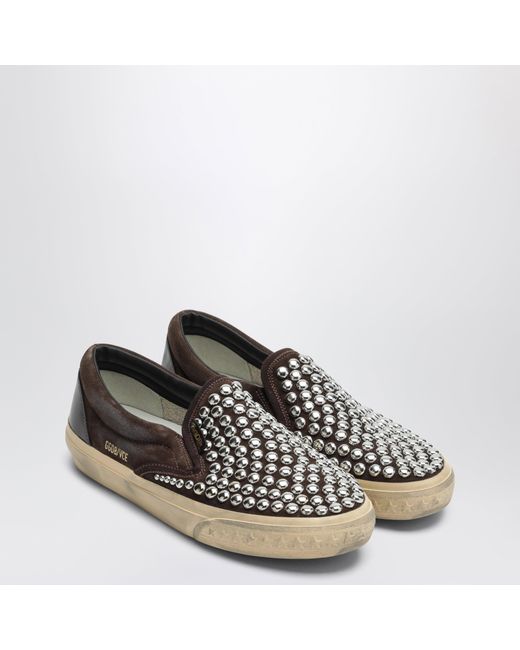Golden Goose Deluxe Brand Black Suede Slip-On Shoes With Studs