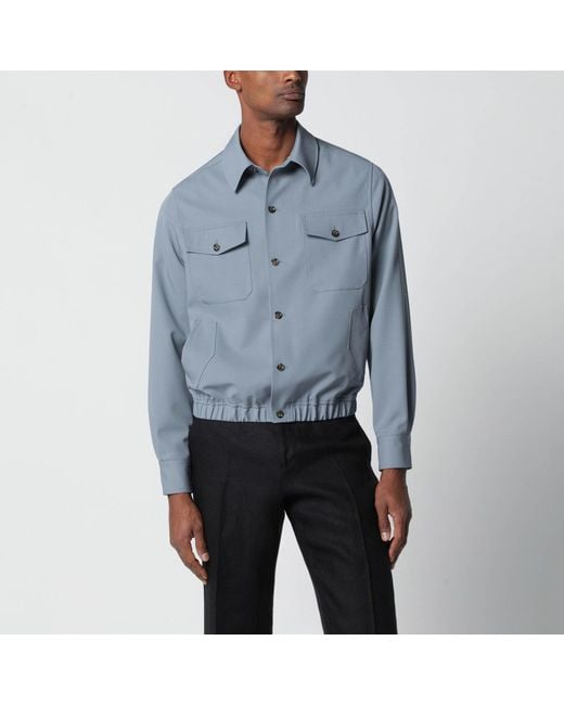 Lardini Blue Wool Shirt Jacket for men