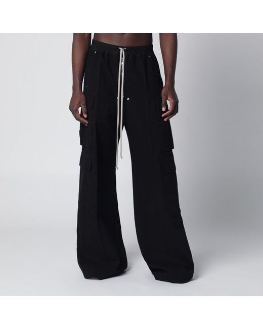 Rick Owens Black Double Cargo Jumbo Bela Trousers for men