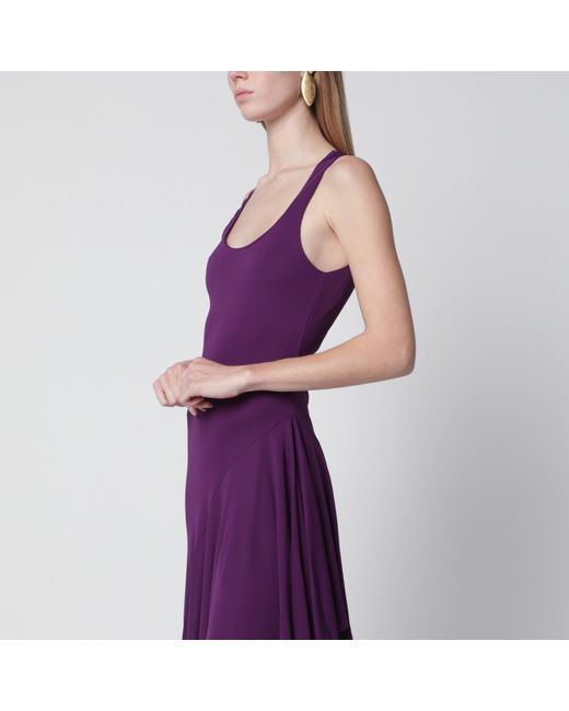Alaïa Purple Asymmetric Fluid Viscose Jersey Dress