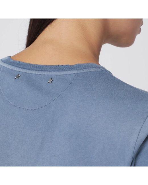 Golden Goose Deluxe Brand Blue Faded T Shirt With Print On The Chest
