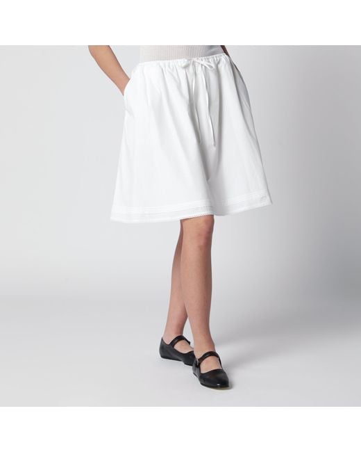 DUNST White Cotton Midi Full Skirt