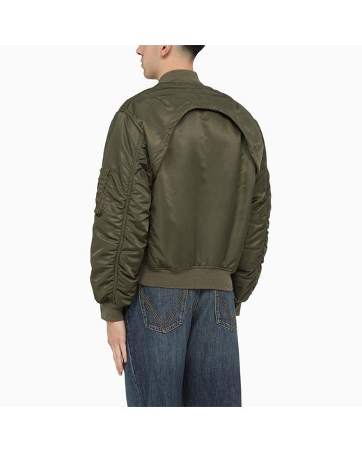 Alexander McQueen Green Convertible Khaki Nylon Bomber Jacket for men