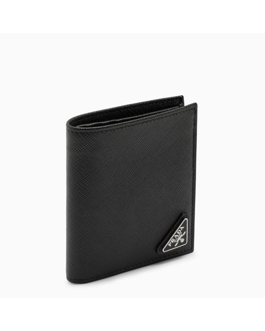 Prada Black Saffiano Wallet With Plaque for men