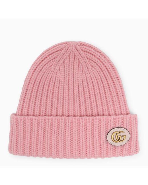 Gucci Pink Cashmere Cap With Logo