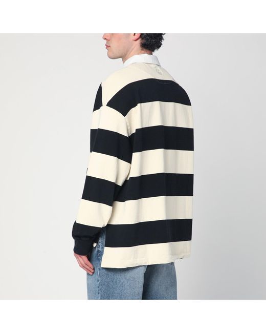 Alexander McQueen Blue Striped Polo Shirt/Ivory for men