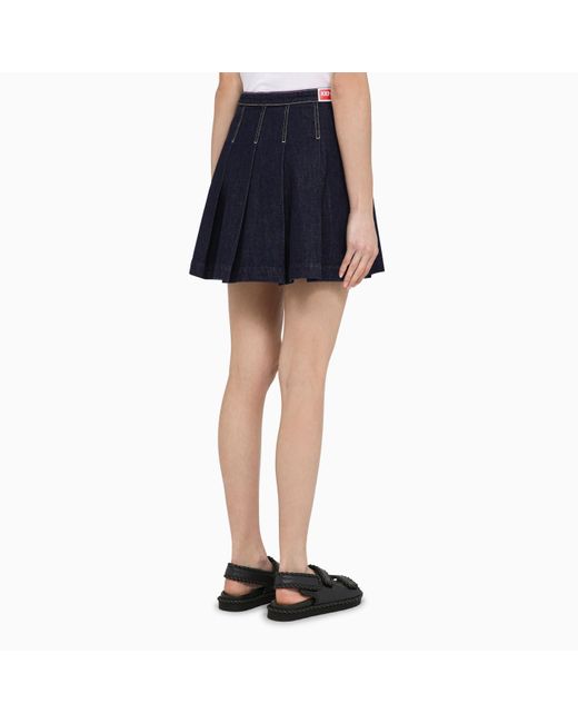 KENZO Blue Flounced Denim Mini Skirt