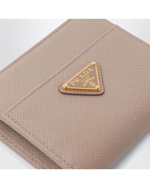 Prada Natural Small Blush Saffiano Leather Ziparound Wallet