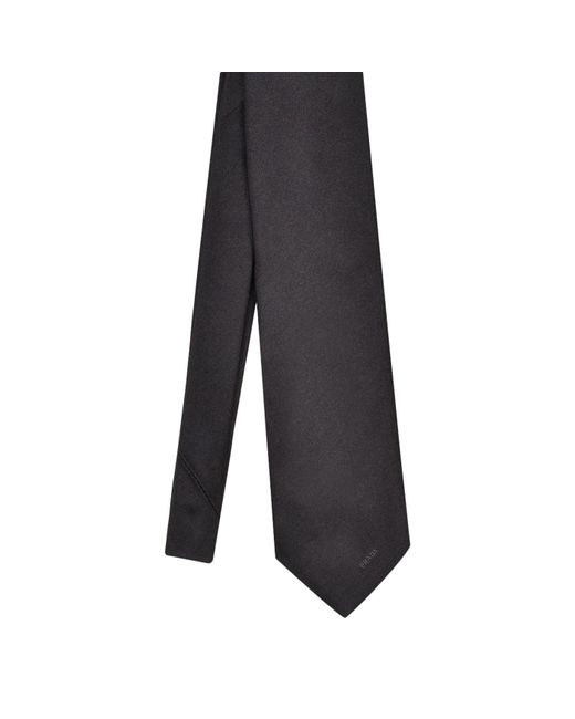 Prada Black Silk Tie With Logo for men