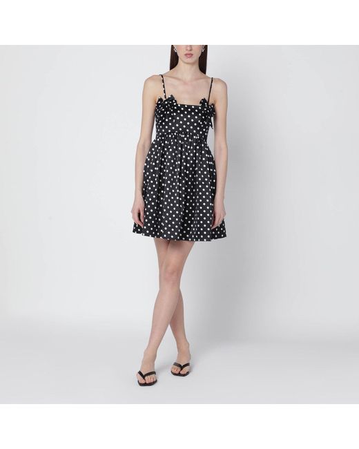 Ganni Black Satin Mini Dress With Polka Dots