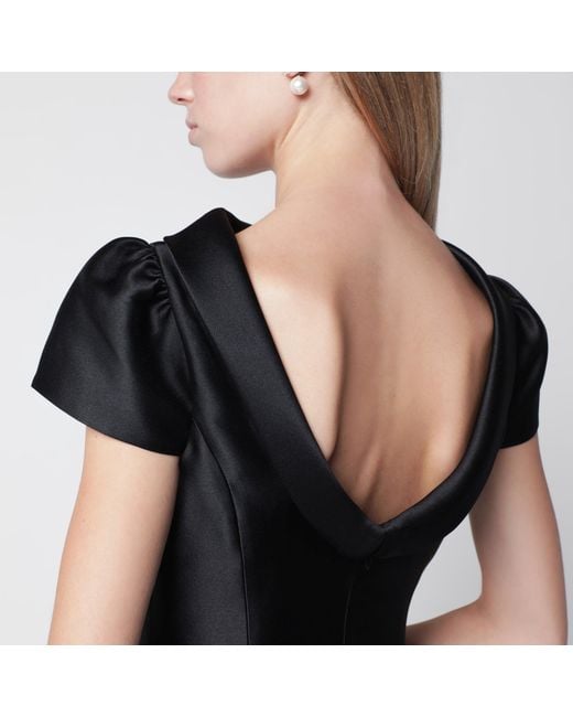 Self-Portrait Black Mini Taffeta Dress With Collar