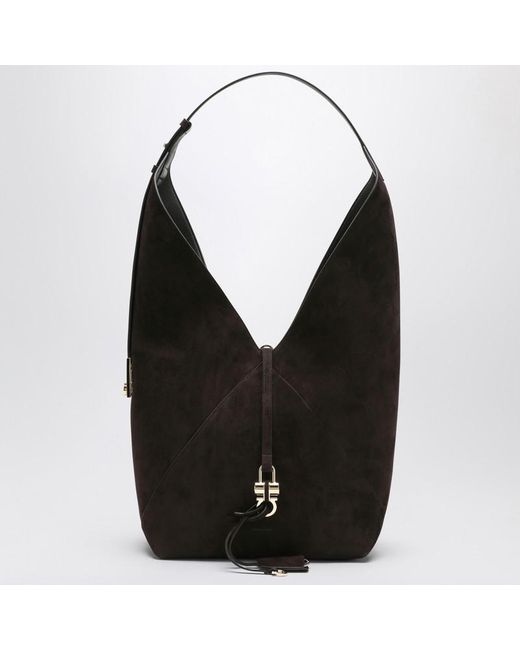 Borsa hobo in suede di Ferragamo in Black