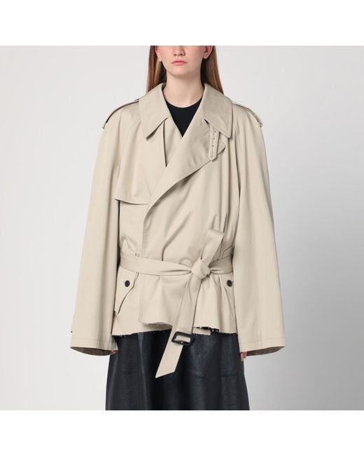 【関税&送料込み】Balenciaga Cropped Trench Coat In Twill Balenciaga Cropped Trench Coat In Cotton Twill in Natural | Lyst