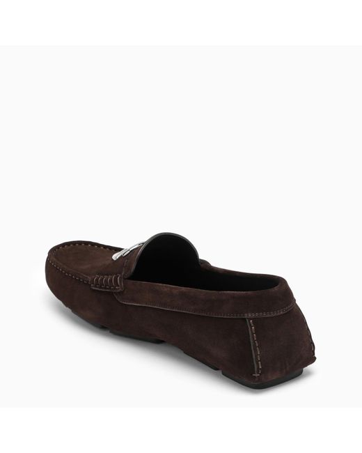 Dolce & Gabbana Brown Dolce&gabbana Suede Loafer With Logo for men
