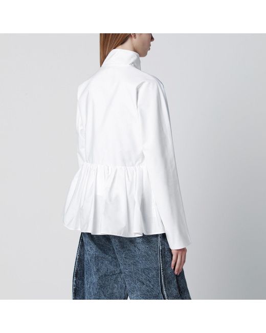 Alaïa White Cotton Poplin Peplum Jacket