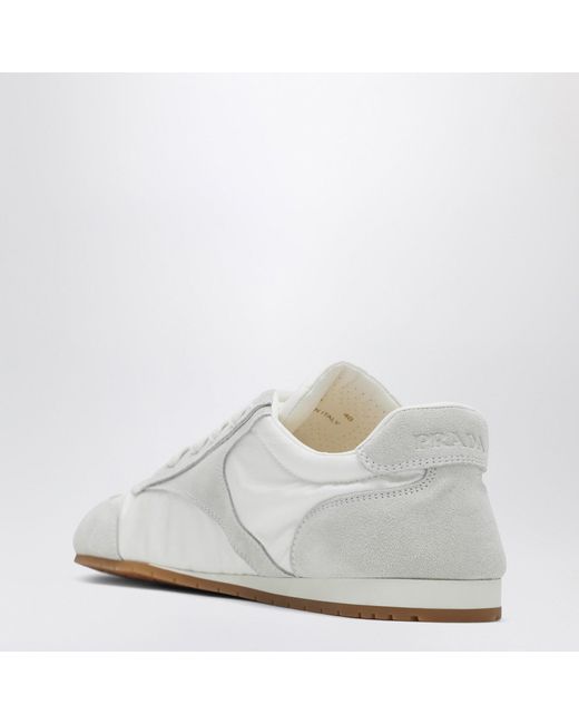 Prada White Sneakers With Suede Inserts