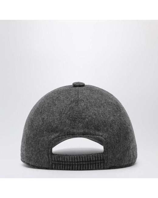 Zegna Dark Gray Cashmere Baseball Cap for men