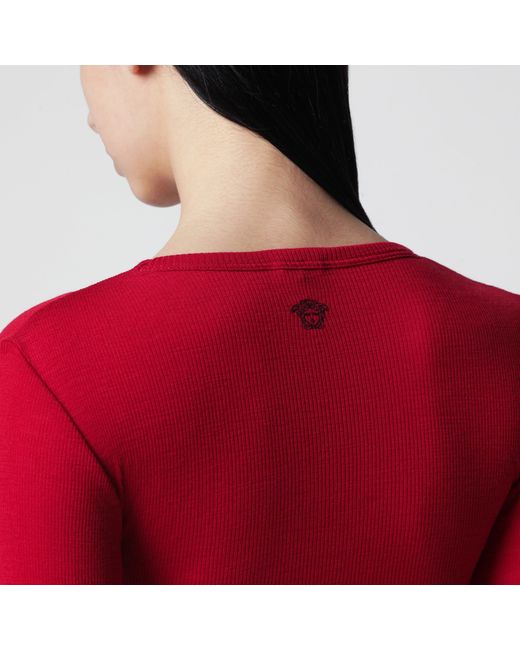 Versace Wool T-Shirt With Embroidered Logo