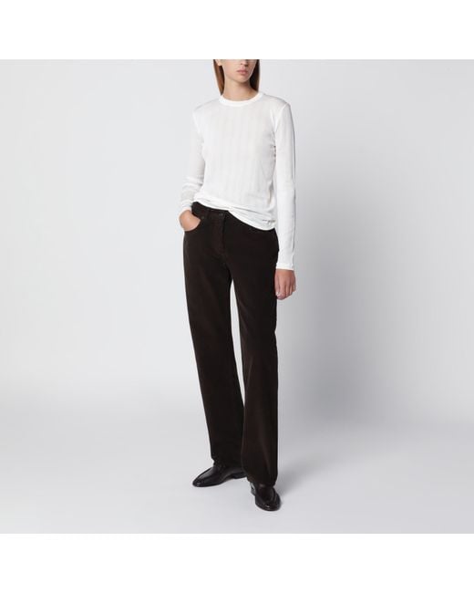 The Row White Dantea Long-Sleeve Cotton T-Shirt