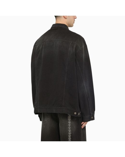 Balenciaga Black Denim Jacket With Size Stickers for men