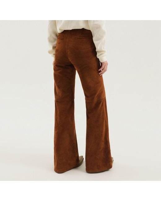 1989 STUDIO Brown Corduroy Flared Leather Pants
