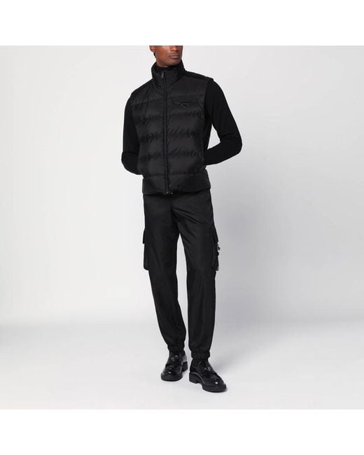 Prada Schwarze Wattierte Weste Aus Re-Nylon in Black für Herren