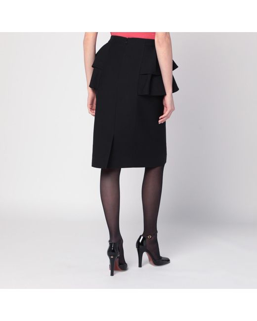 Valentino Black Skirt With Ruffles On The Sides
