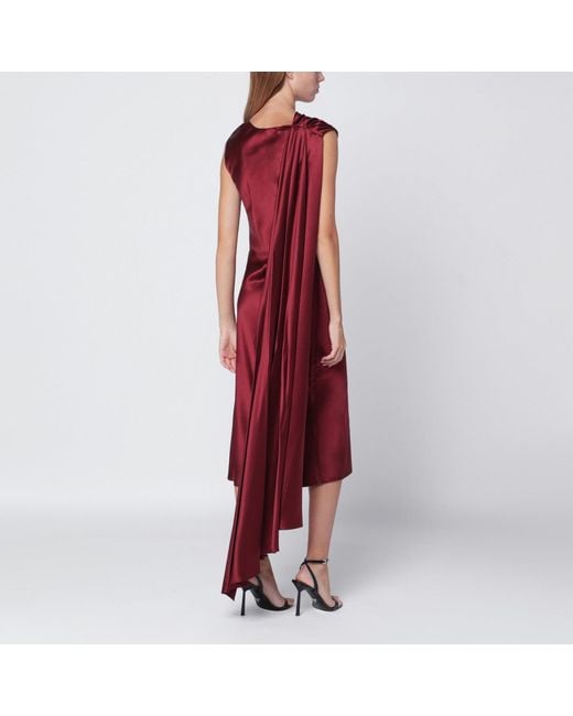 Max Mara Red Raspberry Cape Detail Dress